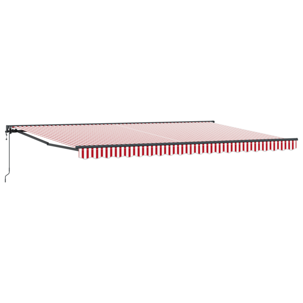Markisram Röd och Vit 500 × 300 cm Polyester med PU-beläggning