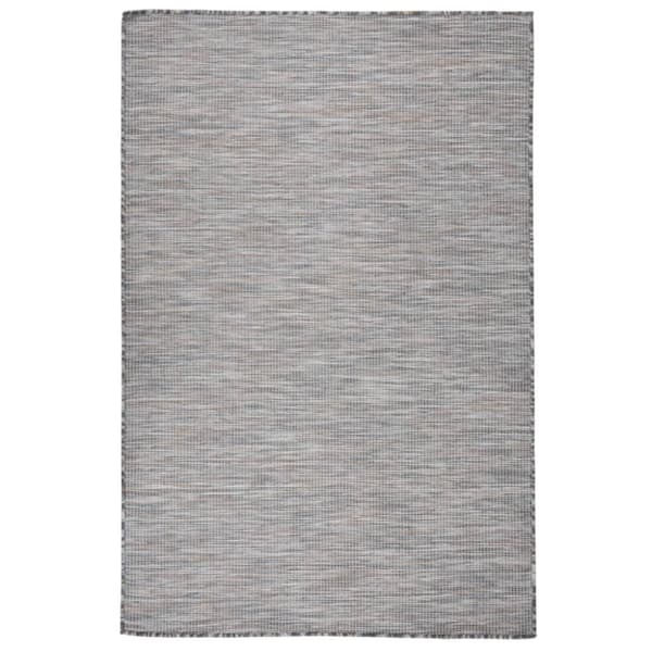 Utomhusmatta plattvävd 120x170 brun och blå