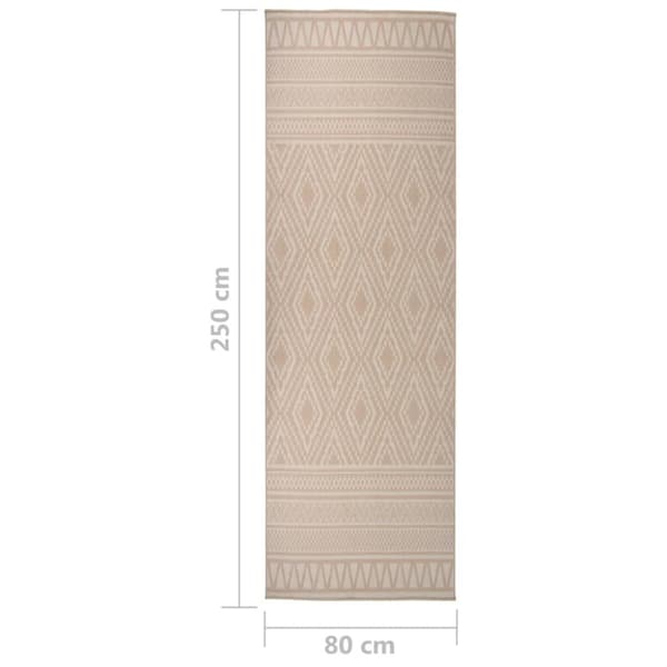 Utomhusmatta plattvävd 80x250 cm brun ränder