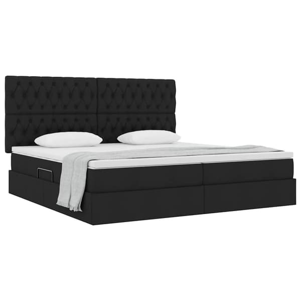 Förvaringssäng med madrass Svart 200 x 200 cm Polyester