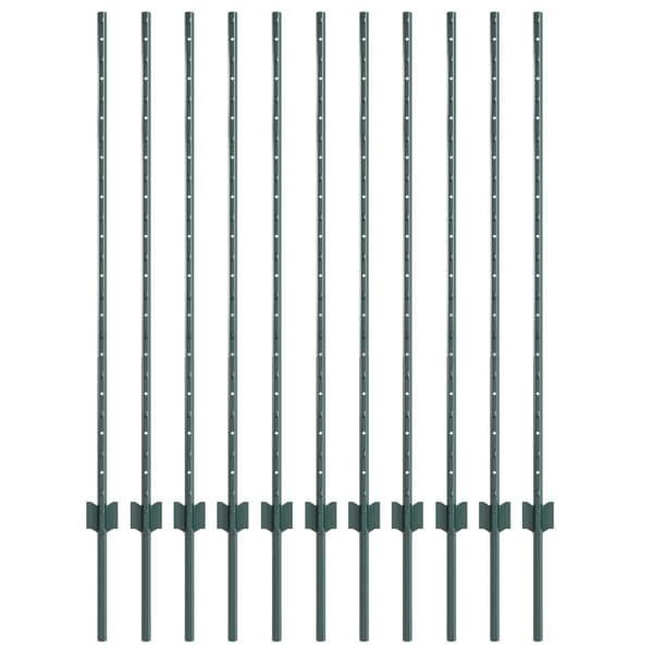 Stängselstolpe 11 pcs Grön 120 cm Stål