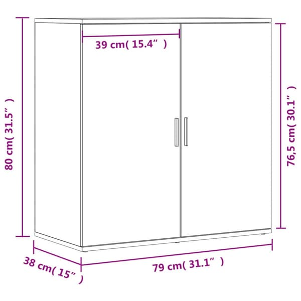 Skänk vit 79x38x80 cm konstruerat trä
