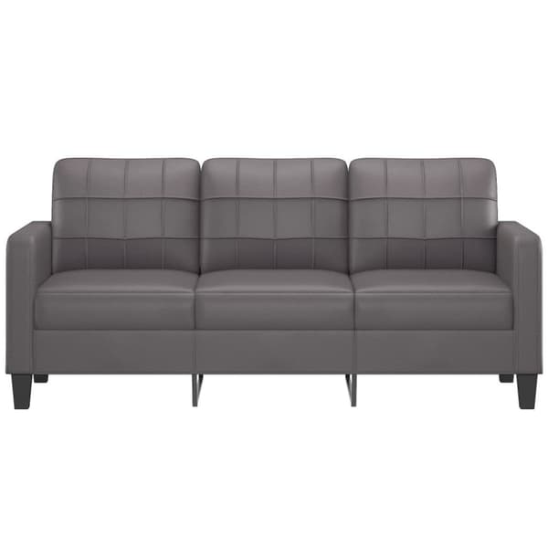 3-sitssoffa grå 180 cm konstläder