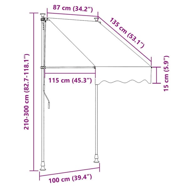 Markis manuellt infällbar 100 cm antracit