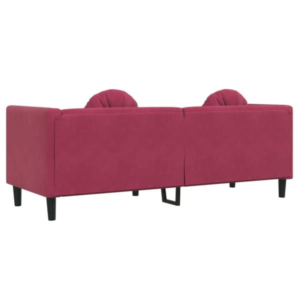 Soffa med kuddar 3-sits vinröd sammet