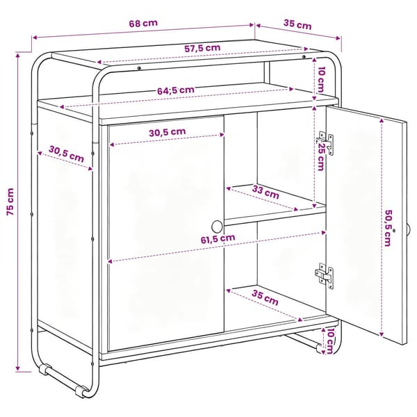 Sideboard Svart ek 68 x 35 x 75 cm Konstruerat trä