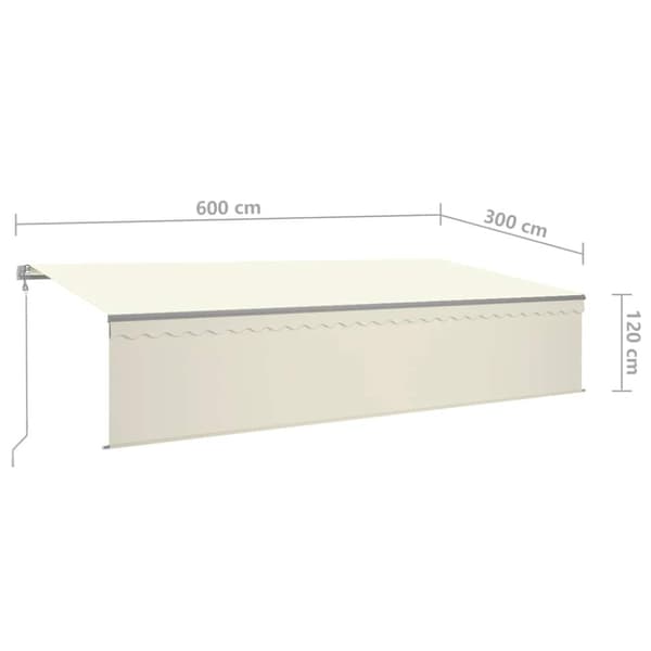 Automatisk markis med rullgardin vindsensor LED 6x3 m gräddvit