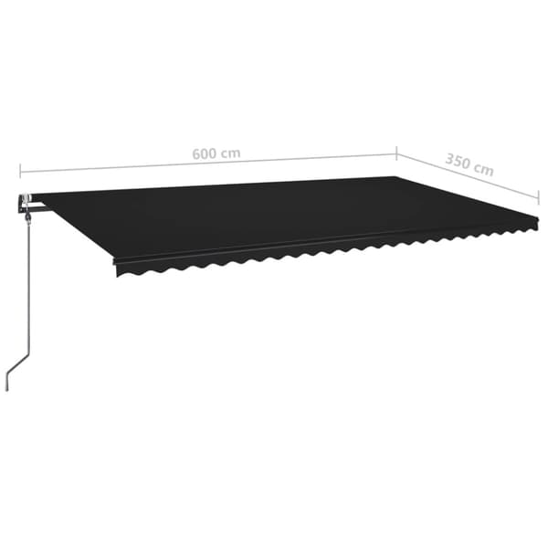 Automatisk markis med vindsensor & LED 600x350 cm antracit
