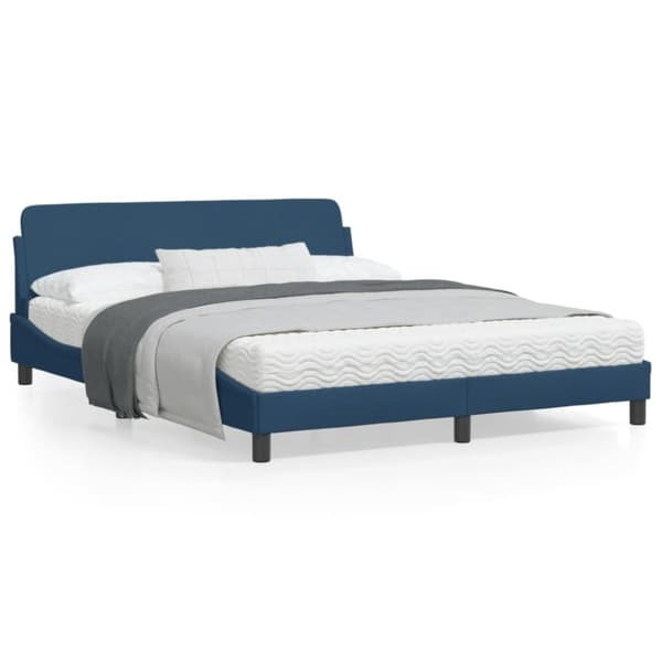 Bed Frame with Headboard "Dover" Blue 160x200 cm Fabric