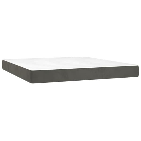 Ramsäng med madrass mörkgrå 160x200 cm sammet