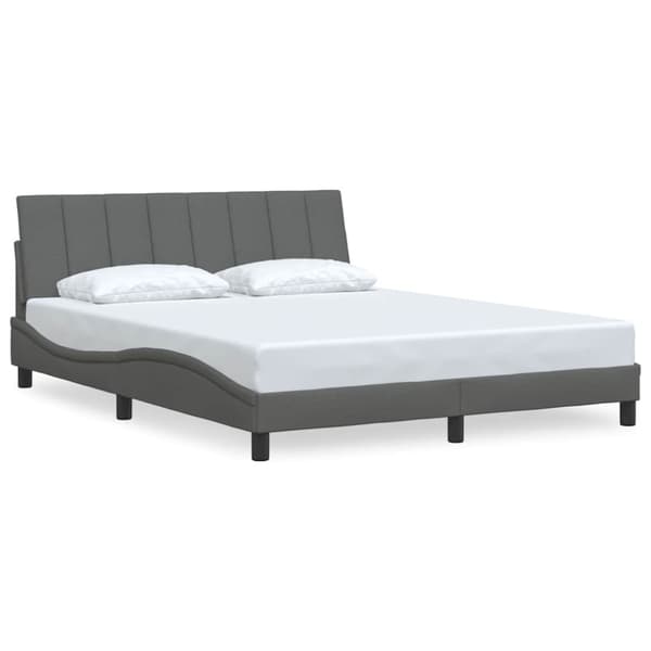 Bed Frame without Mattress "Hanko" Dark Grey 160x200 cm Fabric