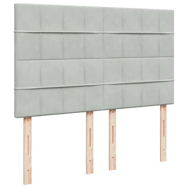 Ramsäng med madrass ljusgrå 140x200 cm sammet