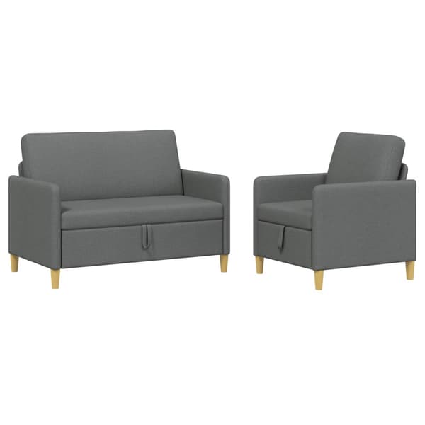 Soffgrupp med förvaring 2 pcs Mörkgrå Polyester