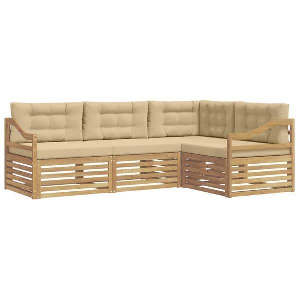 Utomhussoffset 4 pcs Vit och Beige 245,5 x 166,5 x 73 cm