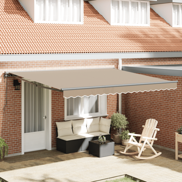 Markisram Beige 400 × 300 cm Polyester med PU-beläggning