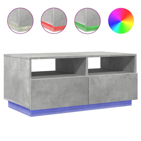 Soffbord med LED betonggrå 90x49x40 cm