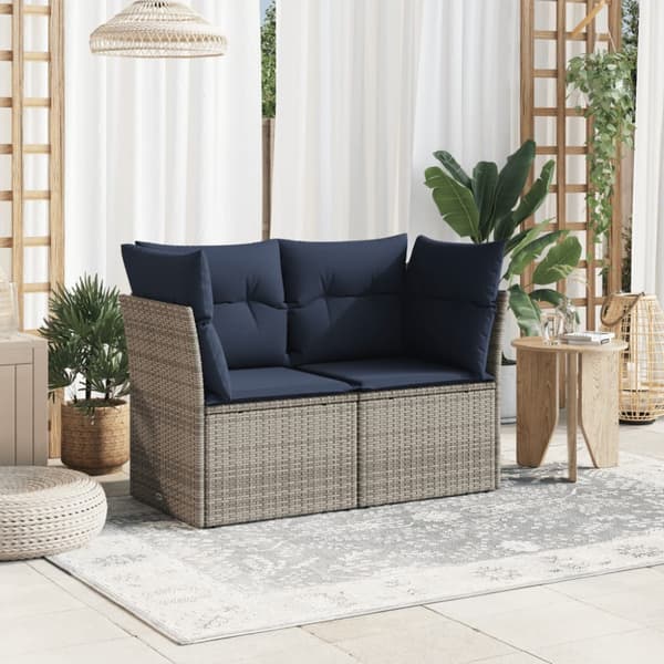 Trädgårdsoffa med kudde Grå 124 x 62 x 69 cm Poly rattan