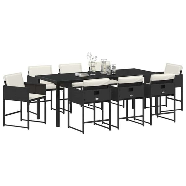 Trädgårdsmöbelset 9 pcs Svart konstrotting