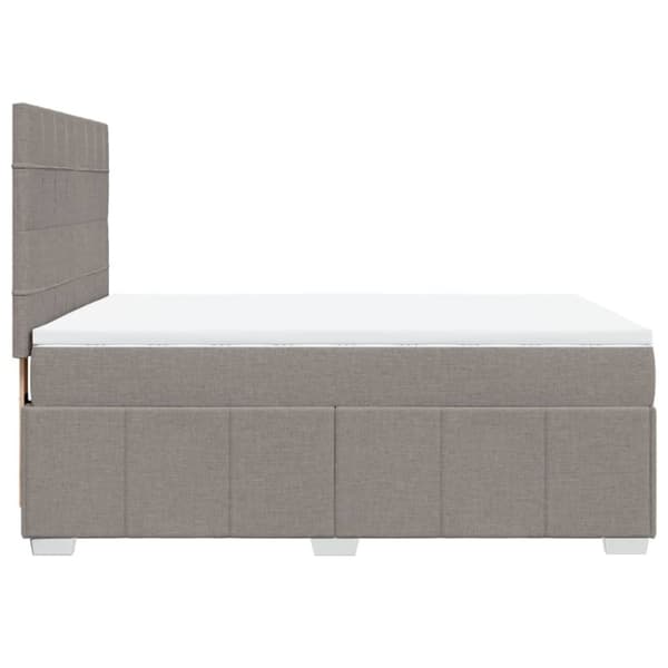 Ramsäng med madrass taupe 140x190 cm tyg