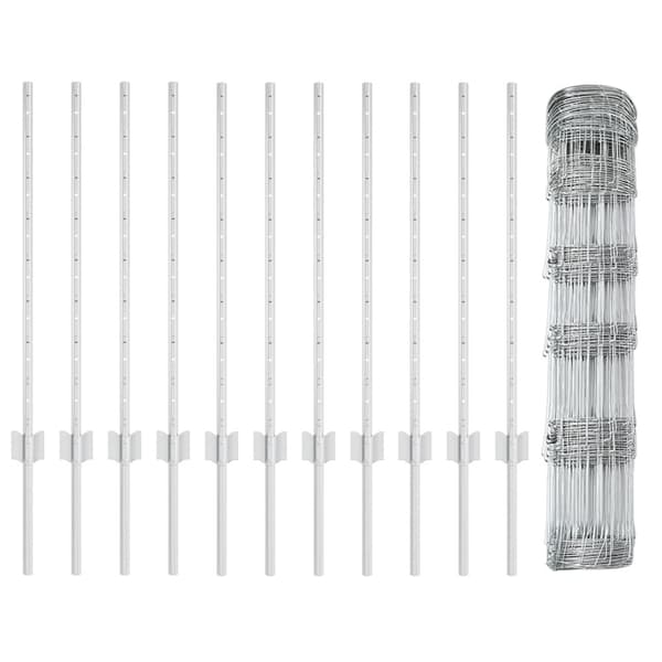 Stängsel med stolpe Silver 0,8 x 25 m Stål