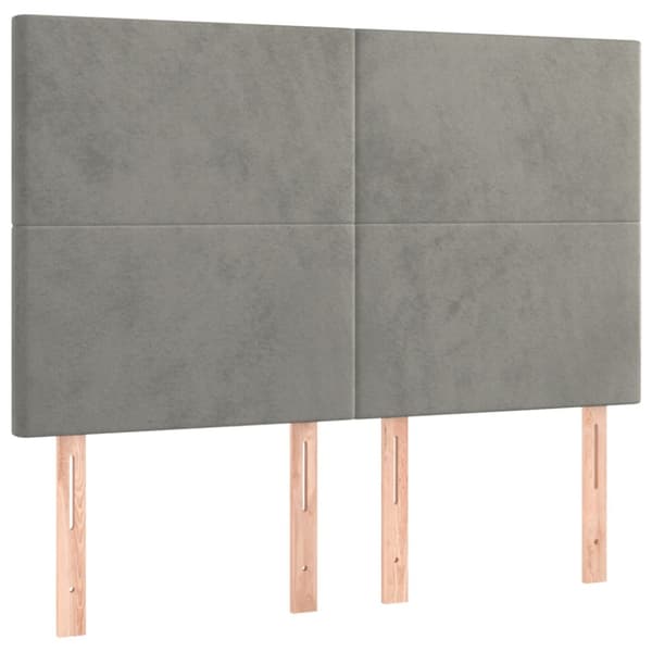 Ramsäng med madrass & LED ljusgrå 140x200 cm sammet