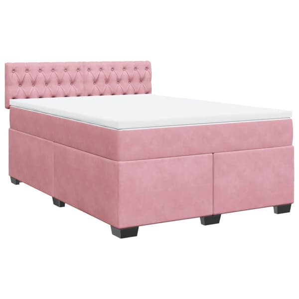 Ramsäng med madrass mörk rosa 140x200 cm sammet