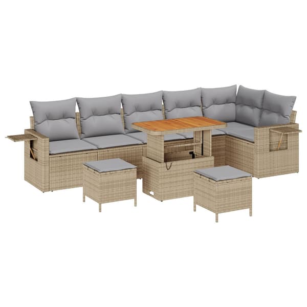 Trädgårdsoffset 9 pcs Beige konstrotting