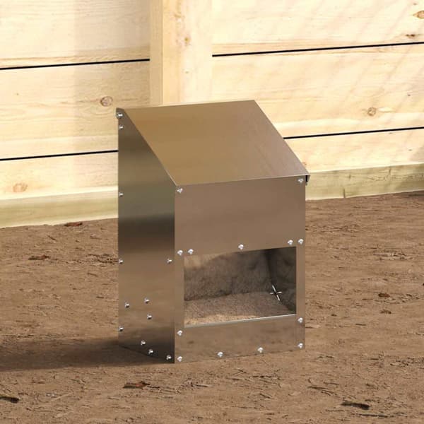 Hönsfodertråg Silver 21 x 16 x 33 cm Galvaniserat Stål
