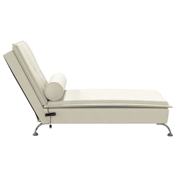 Massageschäslong med bolster gräddvit sammet