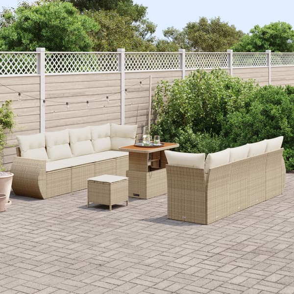Trädgårdsoffset med lagring 11 pcs Beige Poly rattan