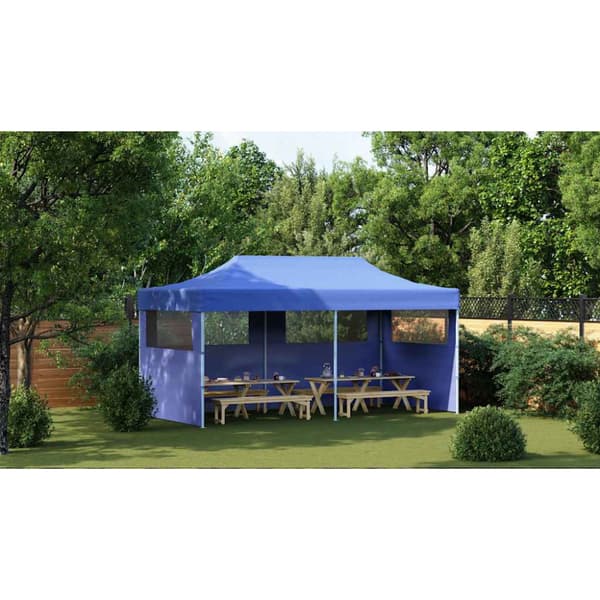 Pop-up partytält hopfällbart 3 x 6 m blå