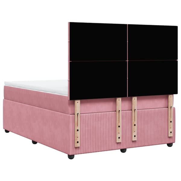 Ramsäng med madrass rosa 140x200 cm sammet