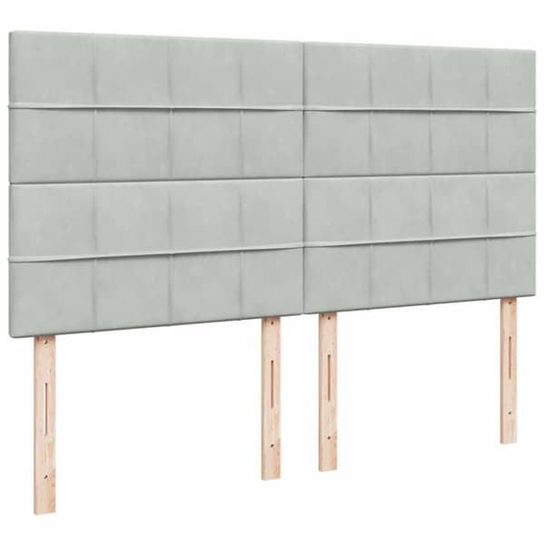 Ramsäng med madrass ljusgrå 180x200 cm sammet