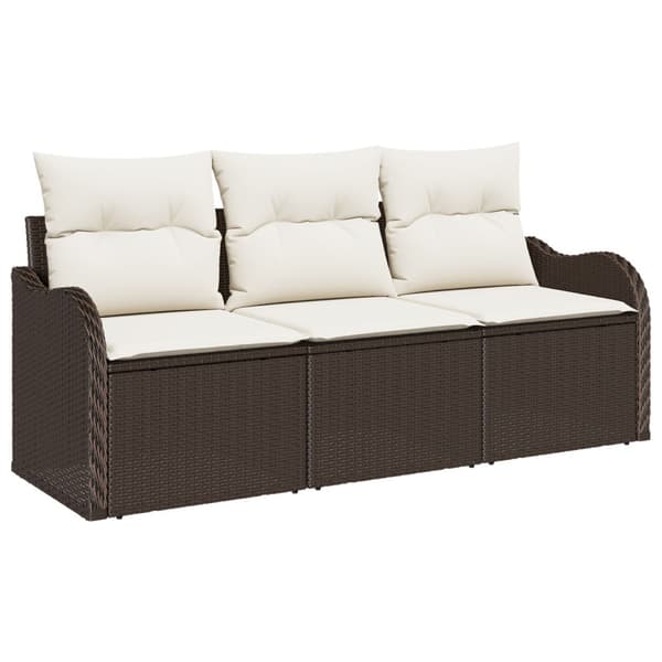Trädgårdsoffset med lagring 3 pcs Brun Poly rattan
