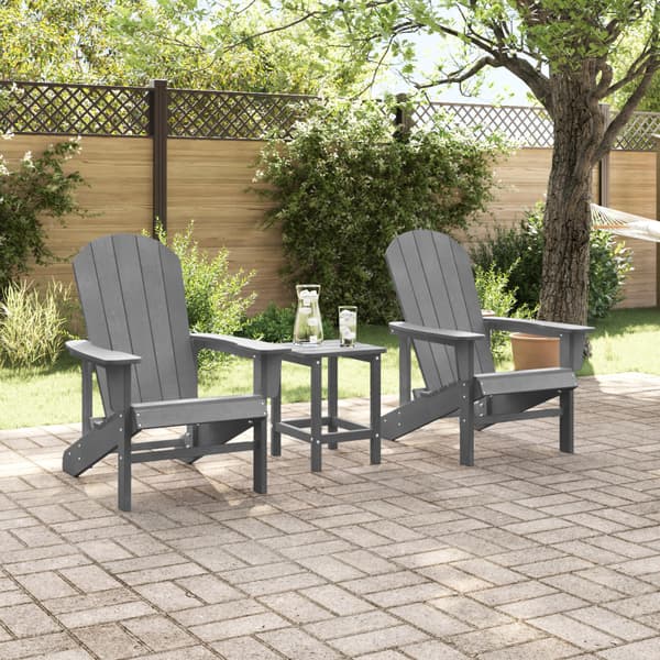 Trädgård Stol 3 pcs Ljusgrå polyeten