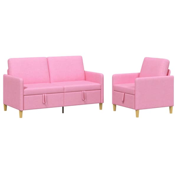 Soffgrupp med förvaring 2 pcs Rosa Polyester
