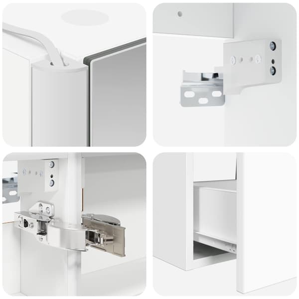 Badrumsmöbelset 4 pcs Vit Konstruerat trä och glas