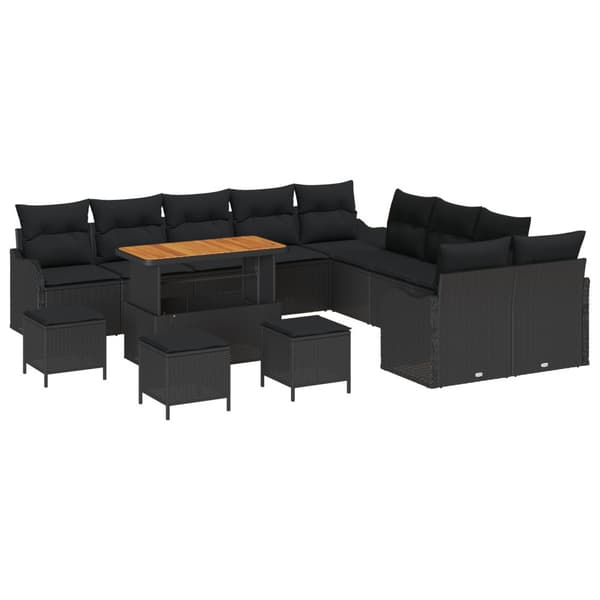Trädgårdsoffset 14 pcs Svart konstrotting