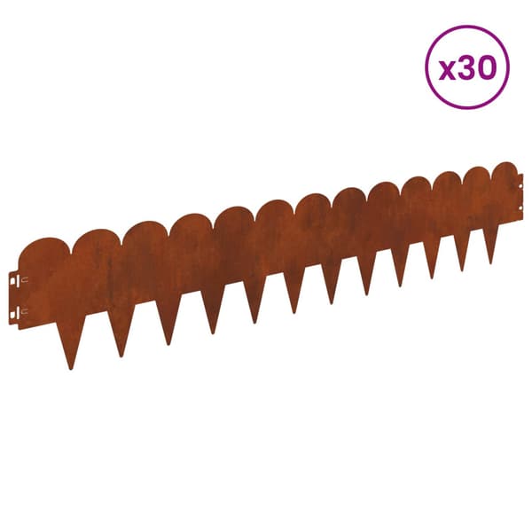Kant för gräsmatta 30 pcs 103 x 20 cm Stål Rostig
