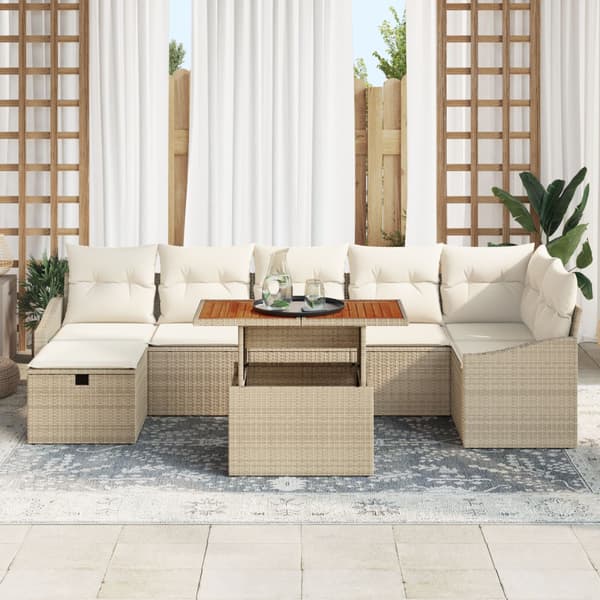 Trädgårdsoffset 8 pcs Beige konstrotting