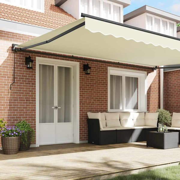 Markisram Kräm 500 × 300 cm Polyester med PU-beläggning