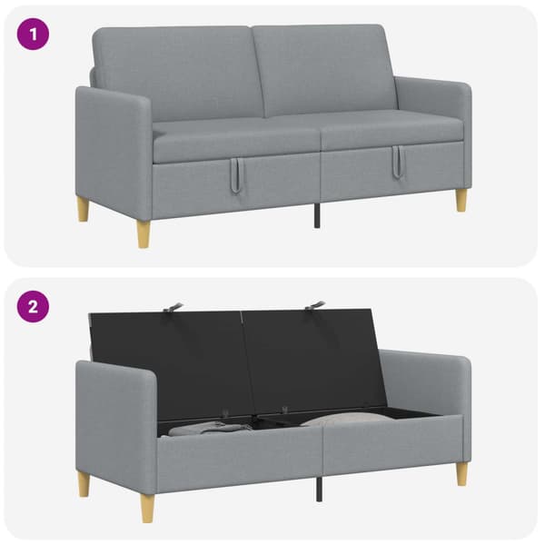 Soffa med förvaring Ljusgrå 172 x 78 x 87 cm Polyester