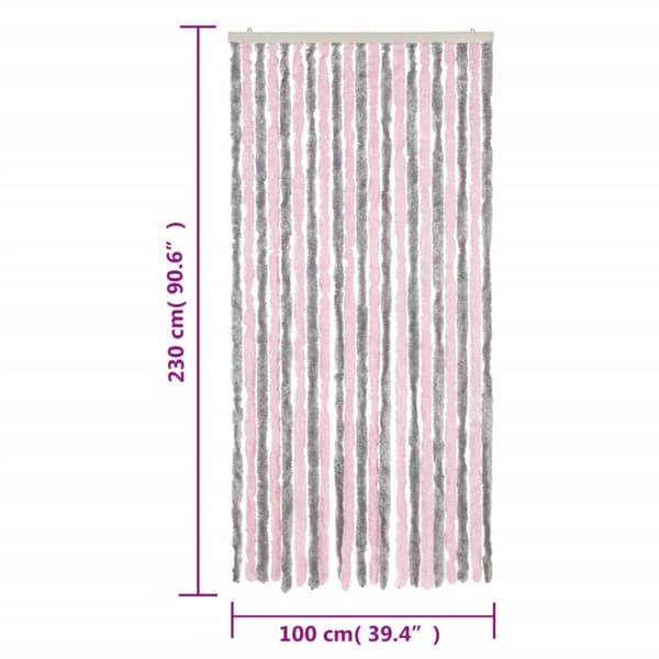 Insektsgardin silvergrå och rosa 100x230 cm chenille