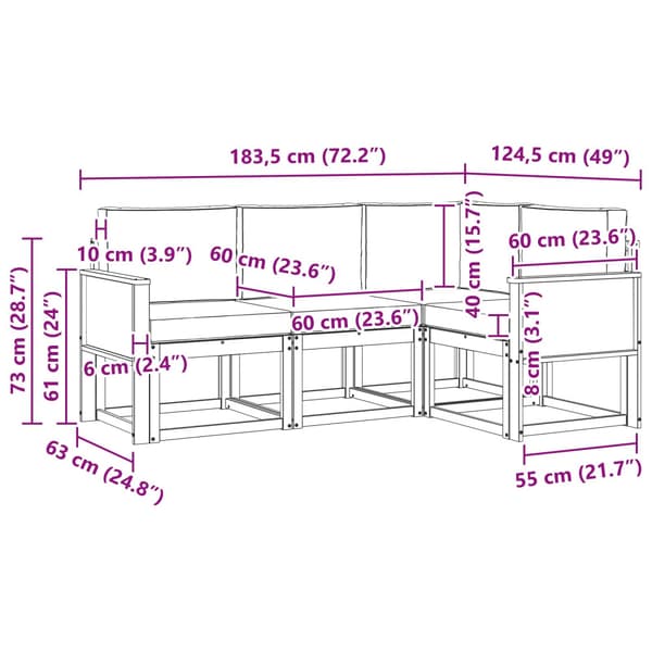 Utomhussoffset med kudde 4 pcs Naturlig och Antracit Polyester