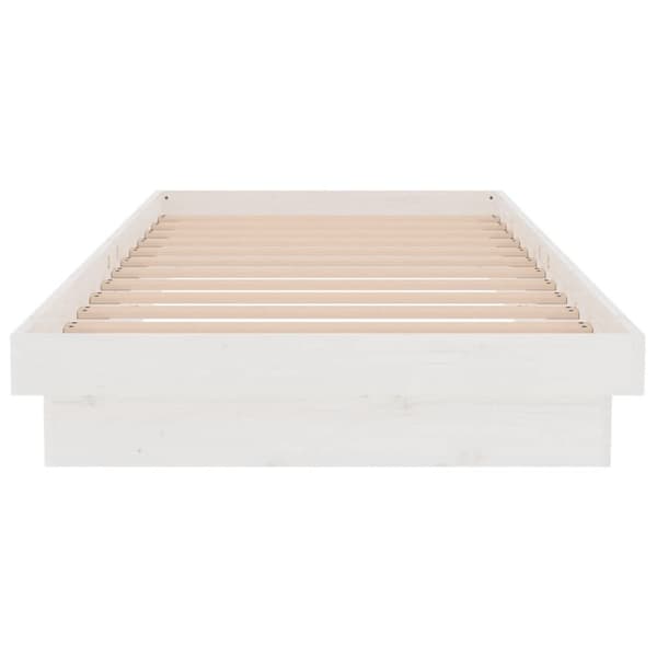 Sängram vit massivt trä 90x200 cm
