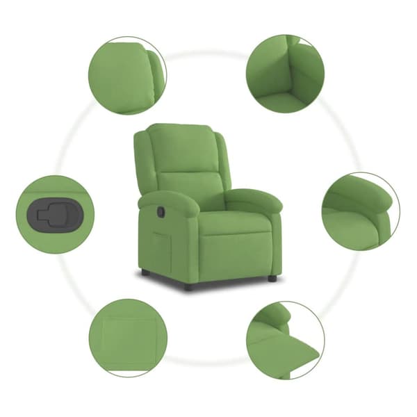 Reclinerfåtölj ljusgrön sammet