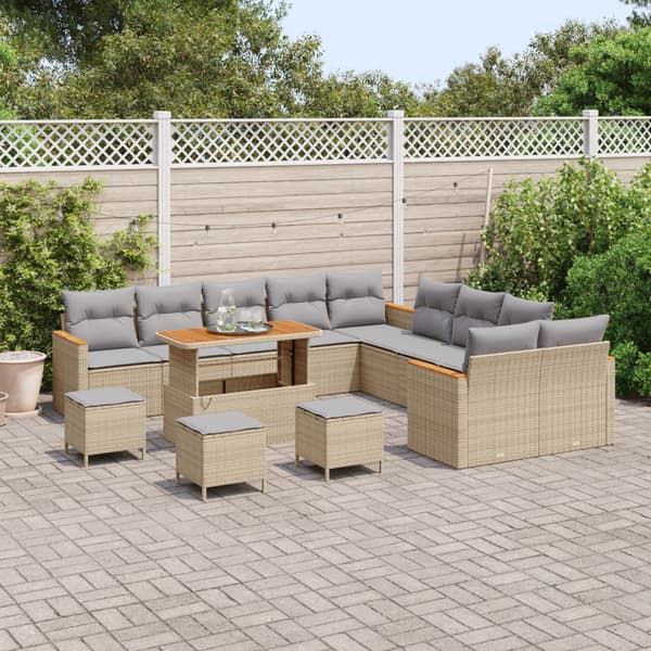 Trädgårdsoffset 14 pcs Beige konstrotting