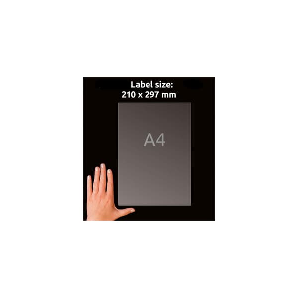Etikett AVERY transp 210x297mm 25/fp