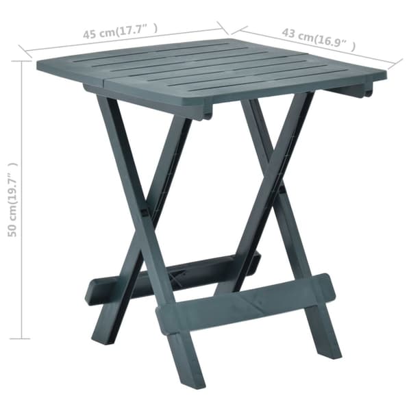 Hopfällbart trädgårdsbord grön 45x43x50 cm plast