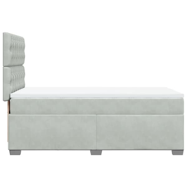 Ramsäng med madrass ljusgrå 90x200 cm sammet